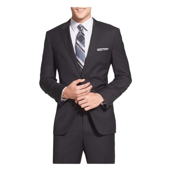 Hugo Boss Guabello Super 120 Blazer Suit Jacket Black Wool Slim Fit 40R - Picture 1 of 13